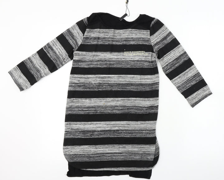 Stradivarius Womens Grey Striped Basic T-Shirt Size S