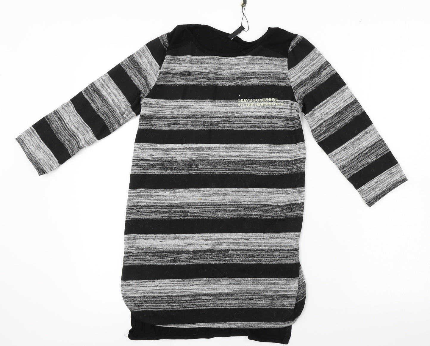 Stradivarius  Womens Grey Striped  Basic T-Shirt Size S