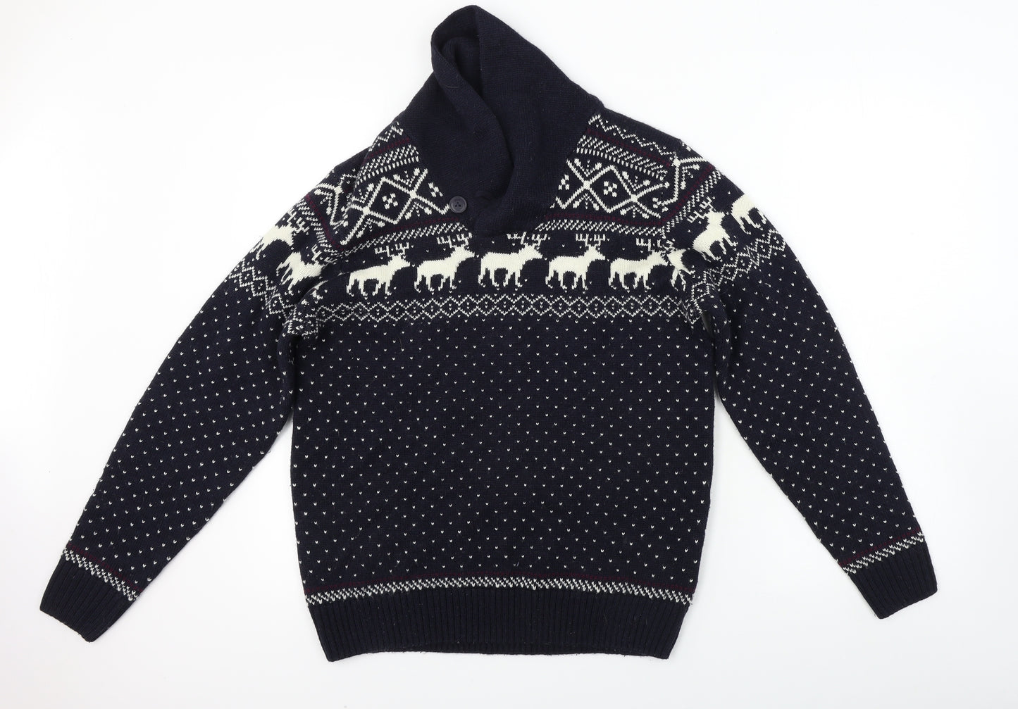NEXT Mens Blue Geometric  Pullover Jumper Size M