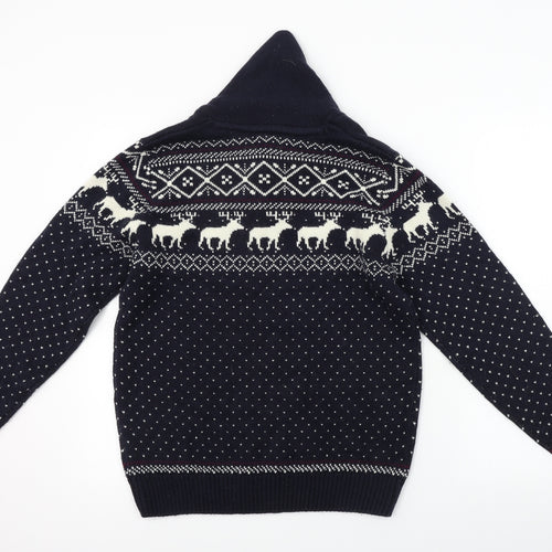 NEXT Mens Blue Geometric  Pullover Jumper Size M