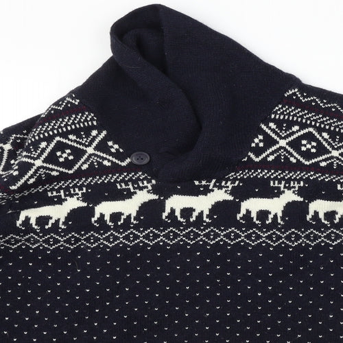 NEXT Mens Blue Geometric  Pullover Jumper Size M