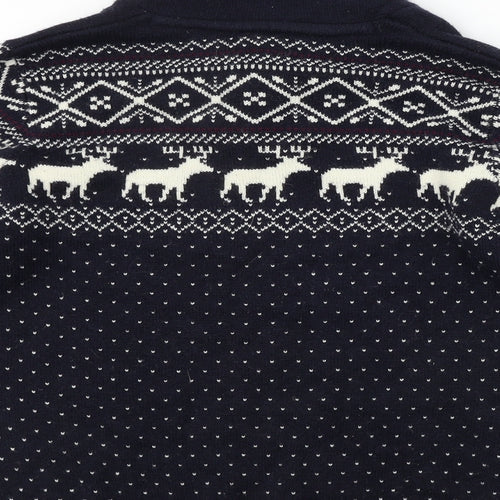 NEXT Mens Blue Geometric  Pullover Jumper Size M