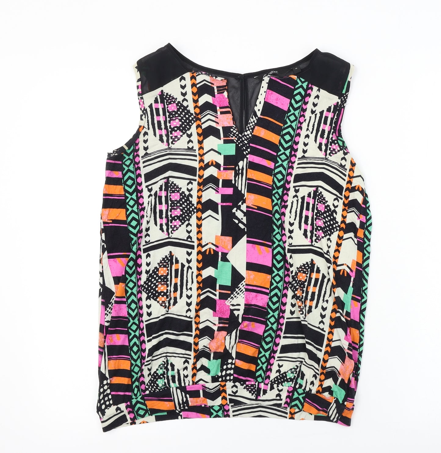NEXT  Womens Black Geometric  Basic T-Shirt Size 10