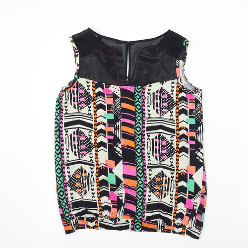 NEXT  Womens Black Geometric  Basic T-Shirt Size 10