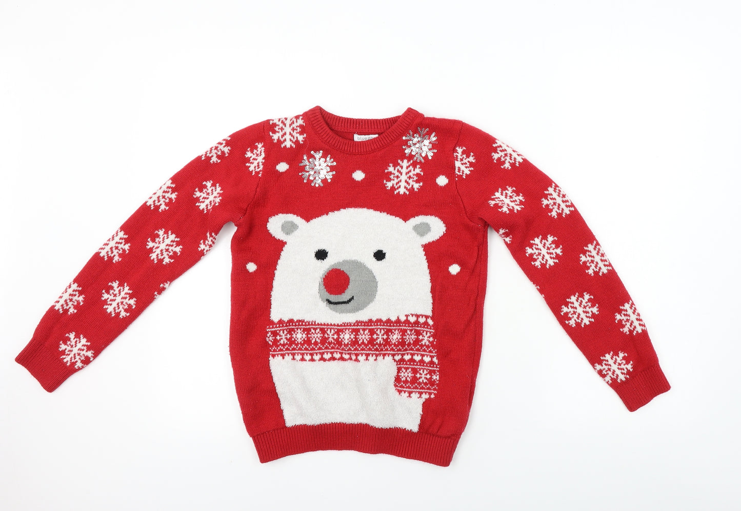Blue Zoo Boys Red   Pullover Jumper Size 11-12 Years  - Christmas Jumper