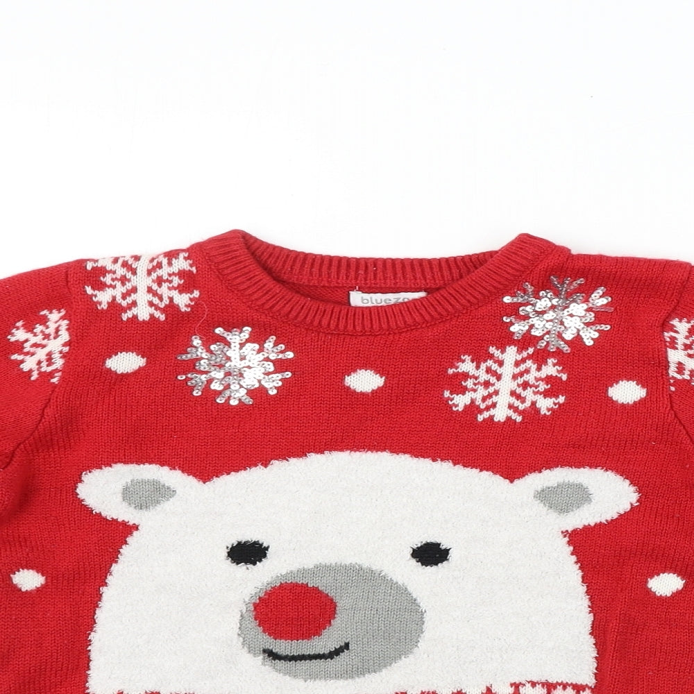 Blue Zoo Boys Red   Pullover Jumper Size 11-12 Years  - Christmas Jumper
