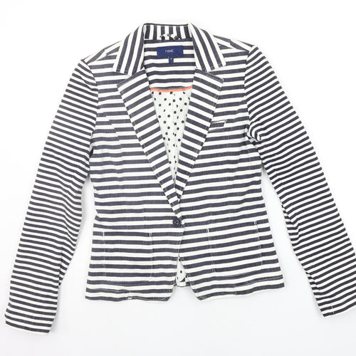 NEXT Womens White Striped  Jacket Suit Jacket Size 8