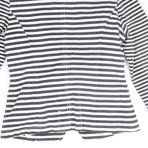 NEXT Womens White Striped  Jacket Suit Jacket Size 8