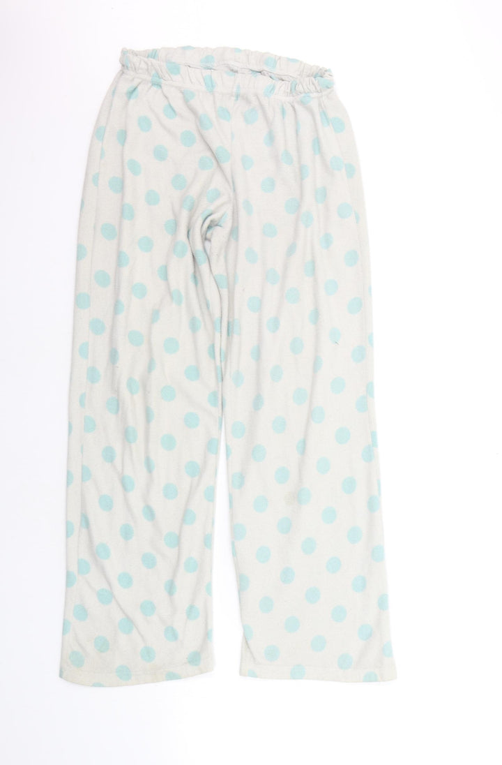 F&F Womens White Polka Dot Top Pyjama Pants Size 8