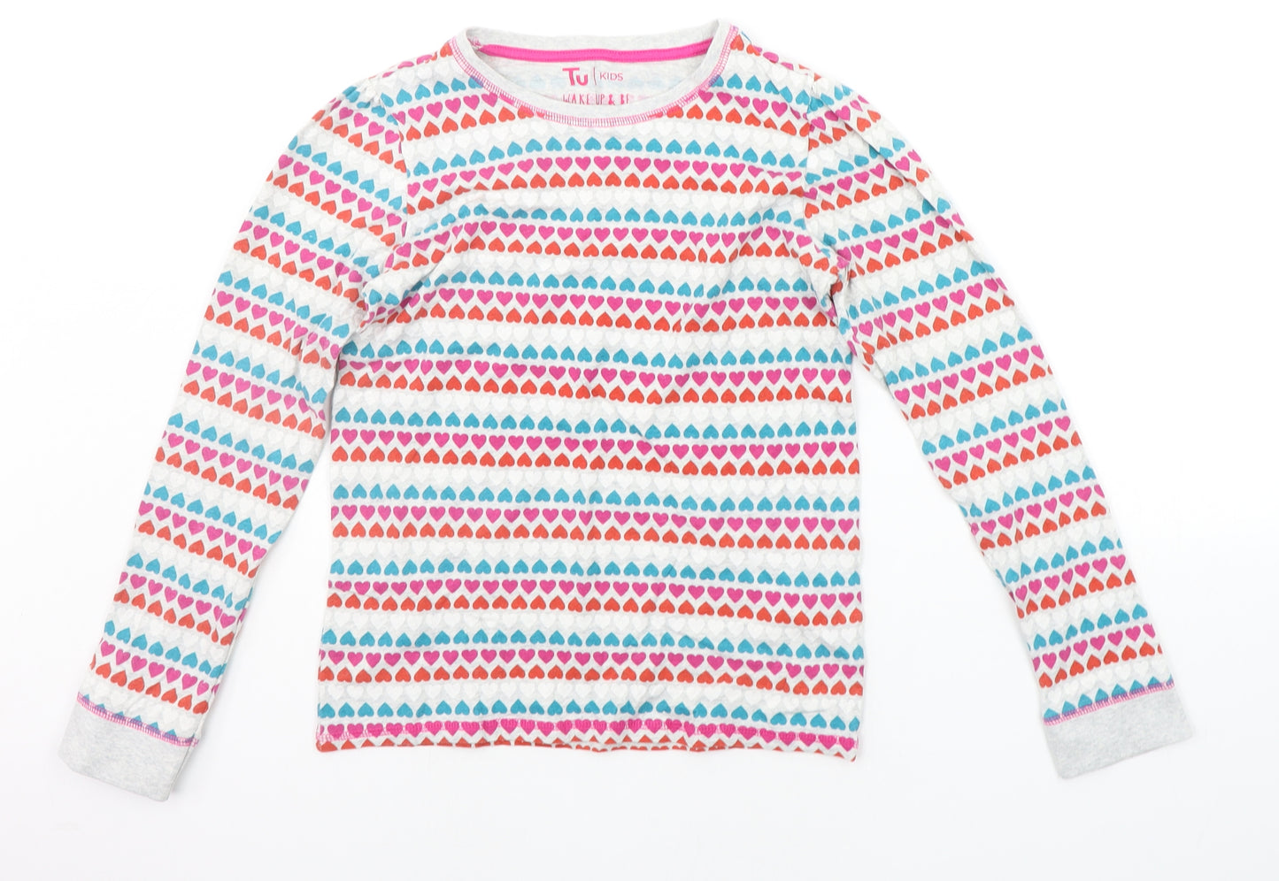 TU Girls Grey Geometric  Top Pyjama Top Size 11-12 Years