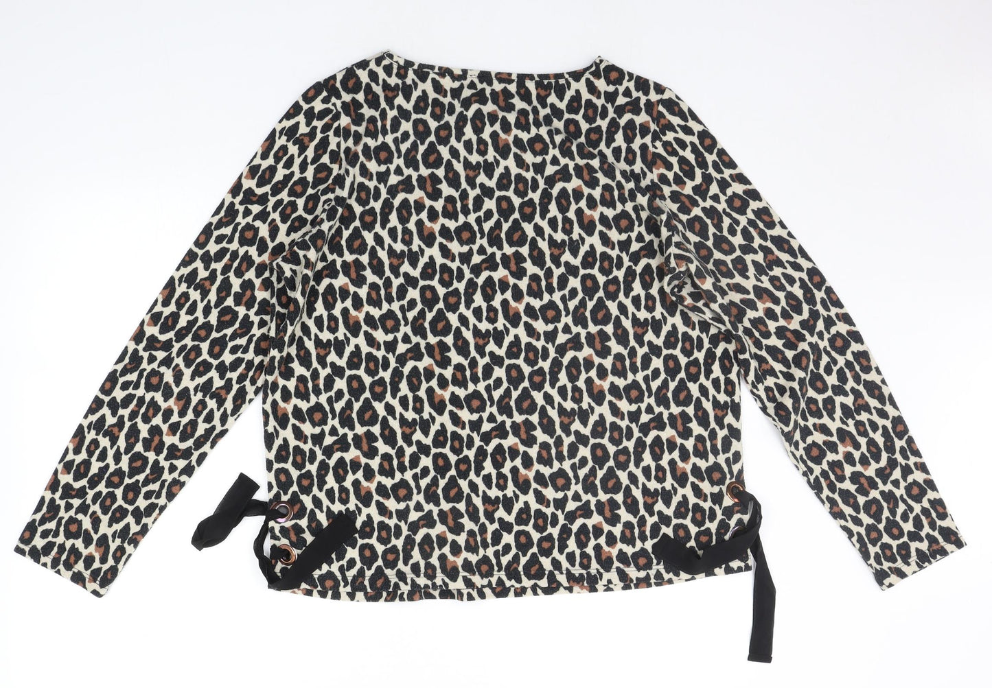 M&Co Womens Beige Animal Print  Pullover Jumper Size 16