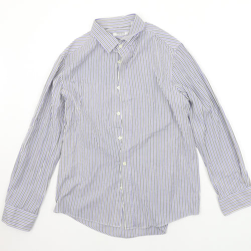 BHS Mens Blue Striped   Button-Up Size 16