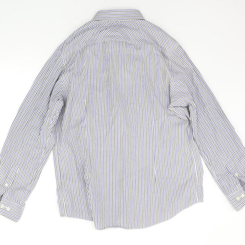 BHS Mens Blue Striped   Button-Up Size 16
