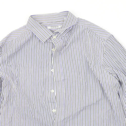 BHS Mens Blue Striped   Button-Up Size 16