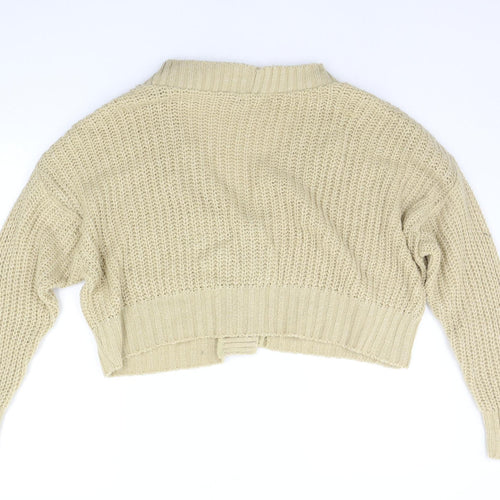 Boohoo Womens Beige Houndstooth  Cardigan Jumper Size L