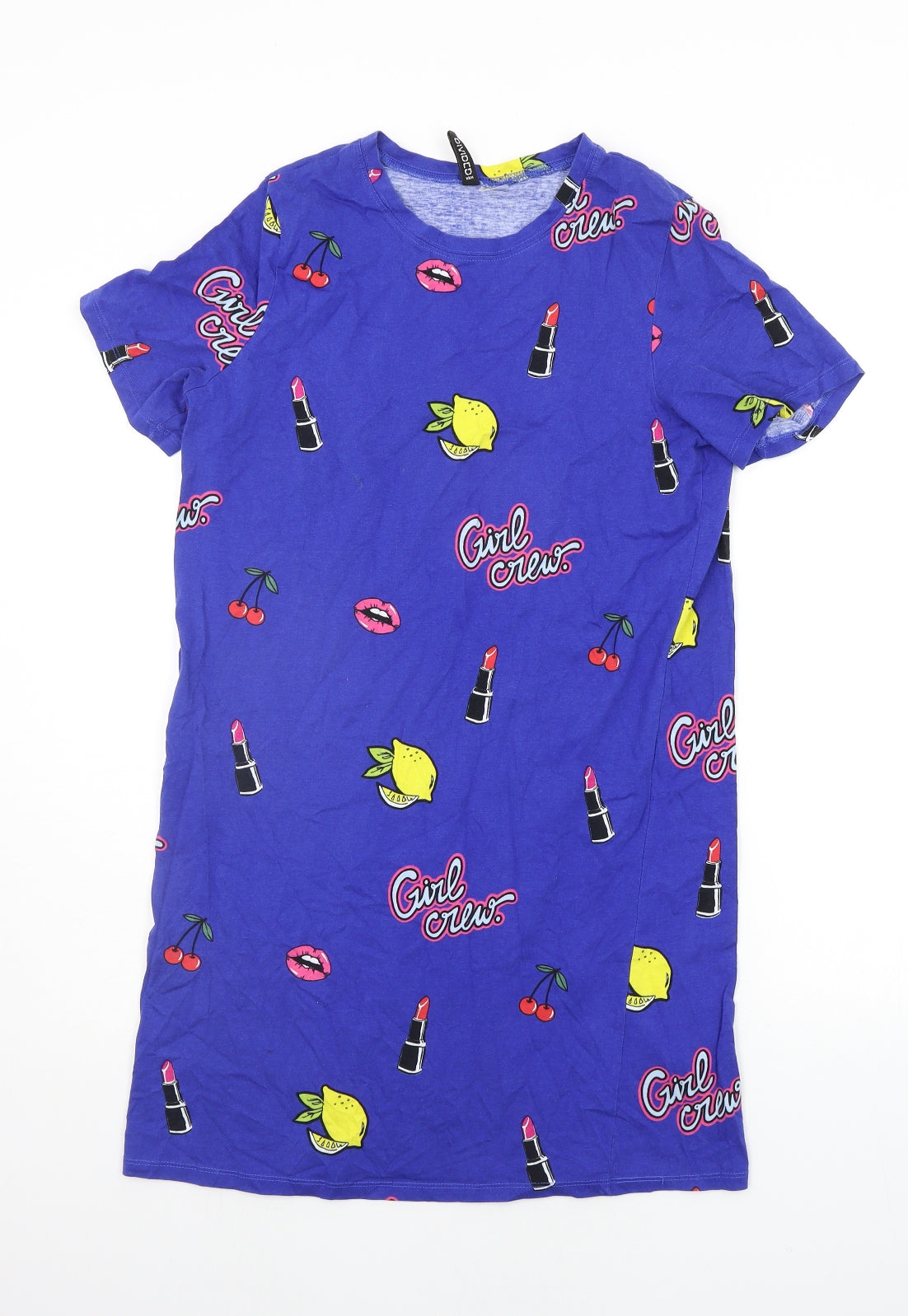 Divided Womens Blue Geometric  T-Shirt Dress  Size 10