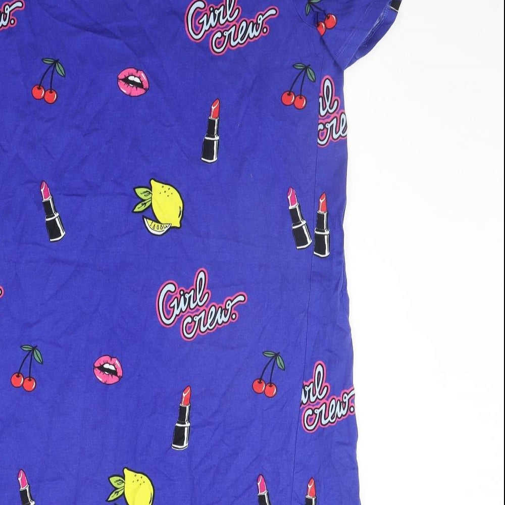 Divided Womens Blue Geometric  T-Shirt Dress  Size 10