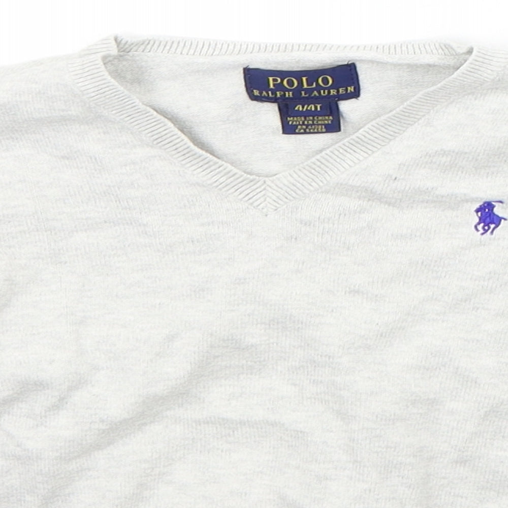 Ralph Lauren Girls Grey   Pullover Jumper Size 4 Years