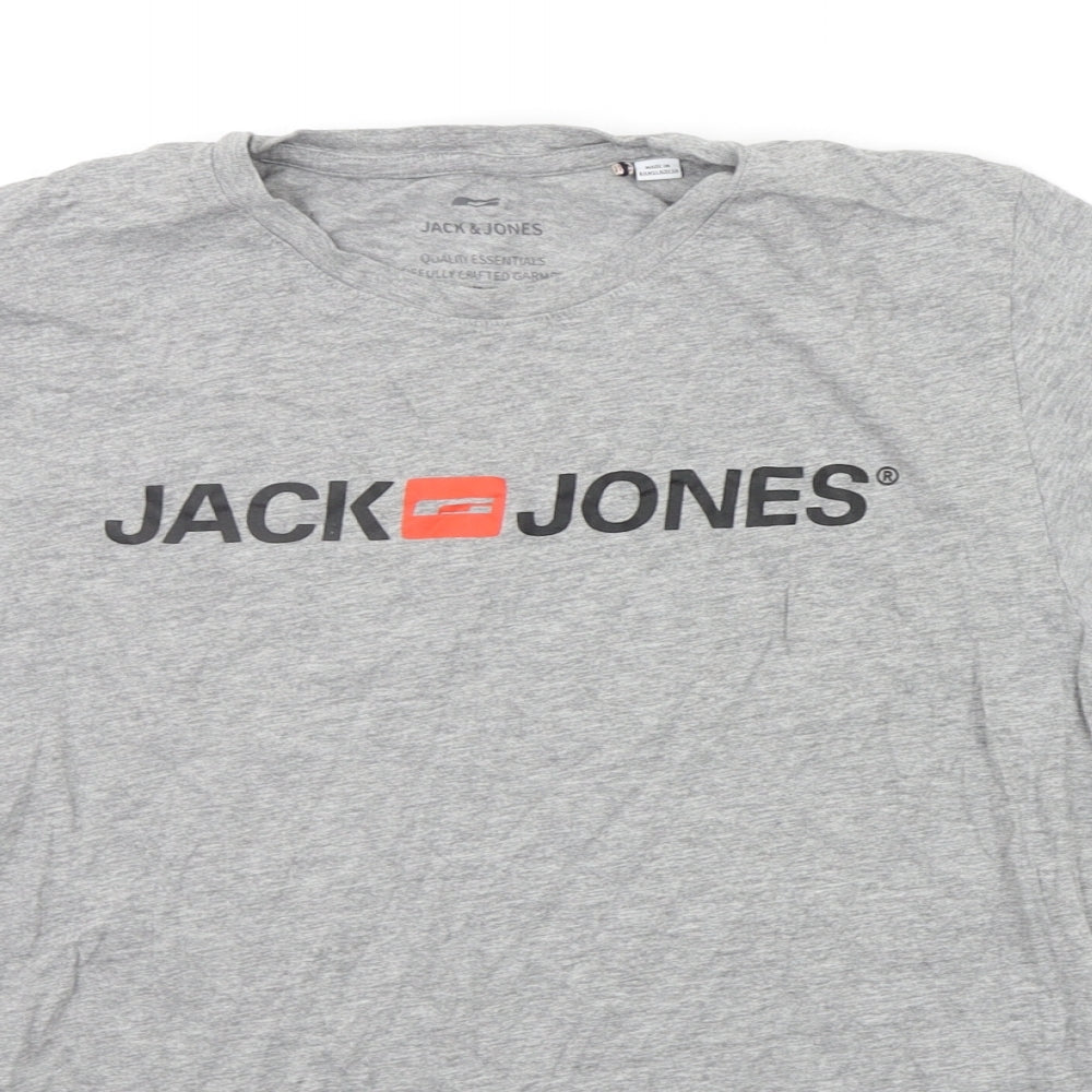 JACK AND JONES Mens Grey    T-Shirt Size L