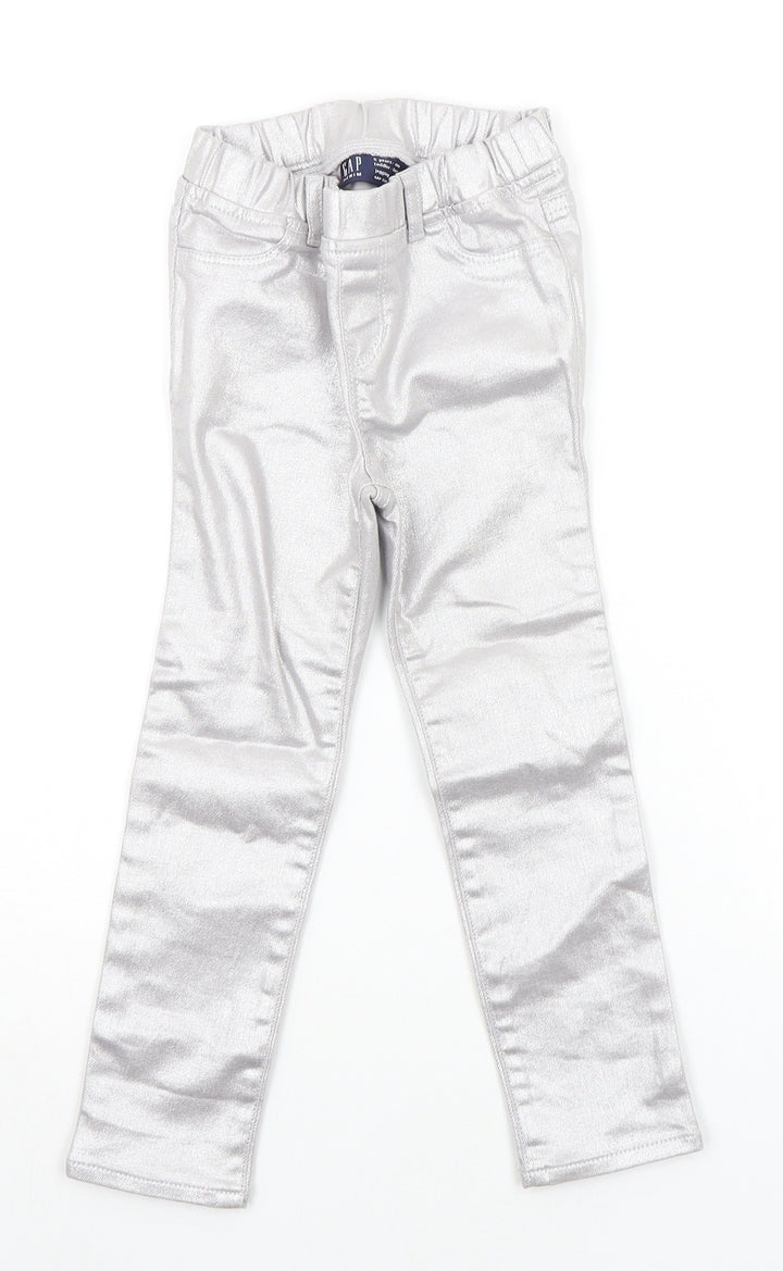 Gap Girls Silver   Chino Trousers Size 5 Years