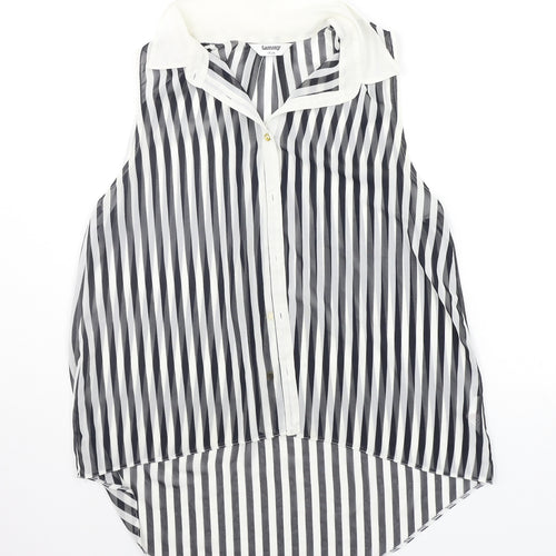 Tammy Girls Black Striped  Basic Button-Up Size 16 Years