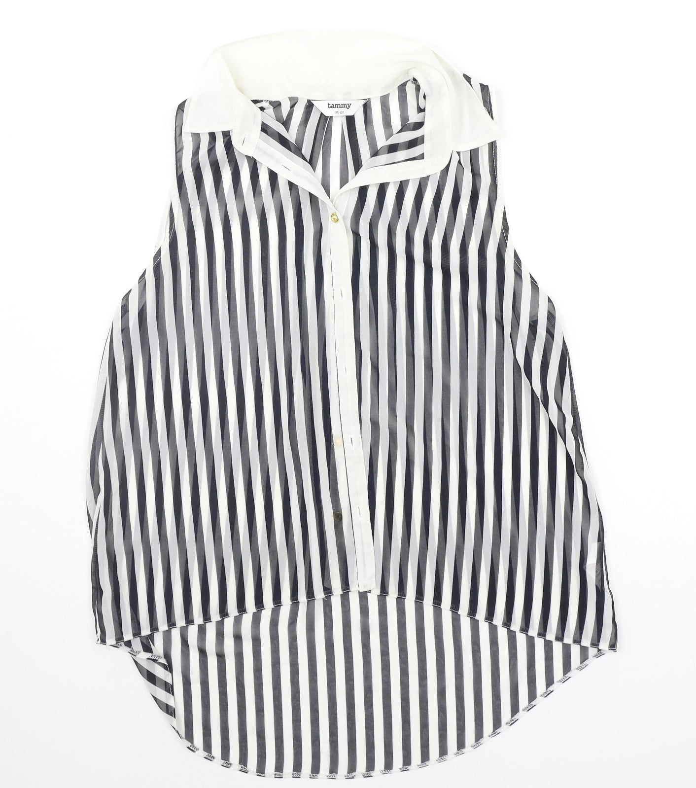 Tammy Girls Black Striped  Basic Button-Up Size 16 Years