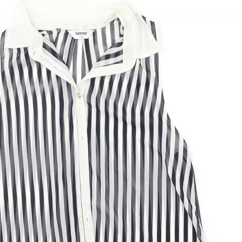 Tammy Girls Black Striped  Basic Button-Up Size 16 Years