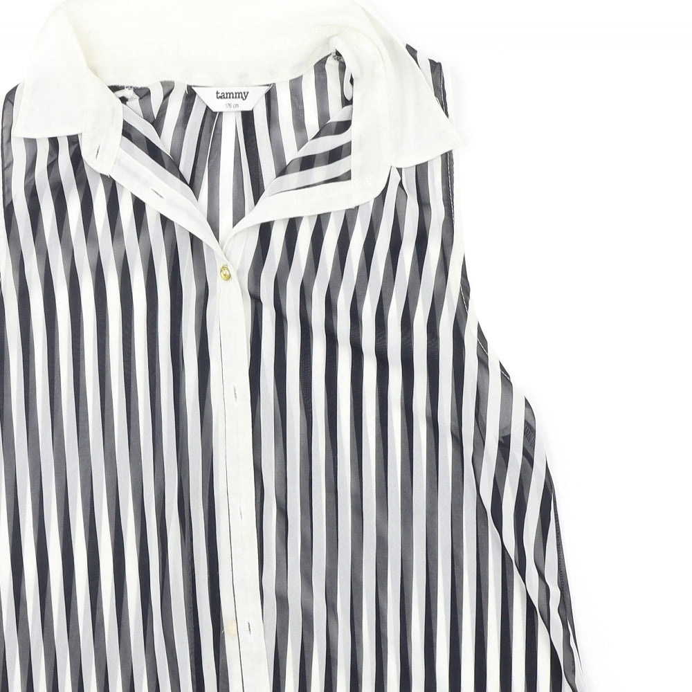 Tammy Girls Black Striped  Basic Button-Up Size 16 Years