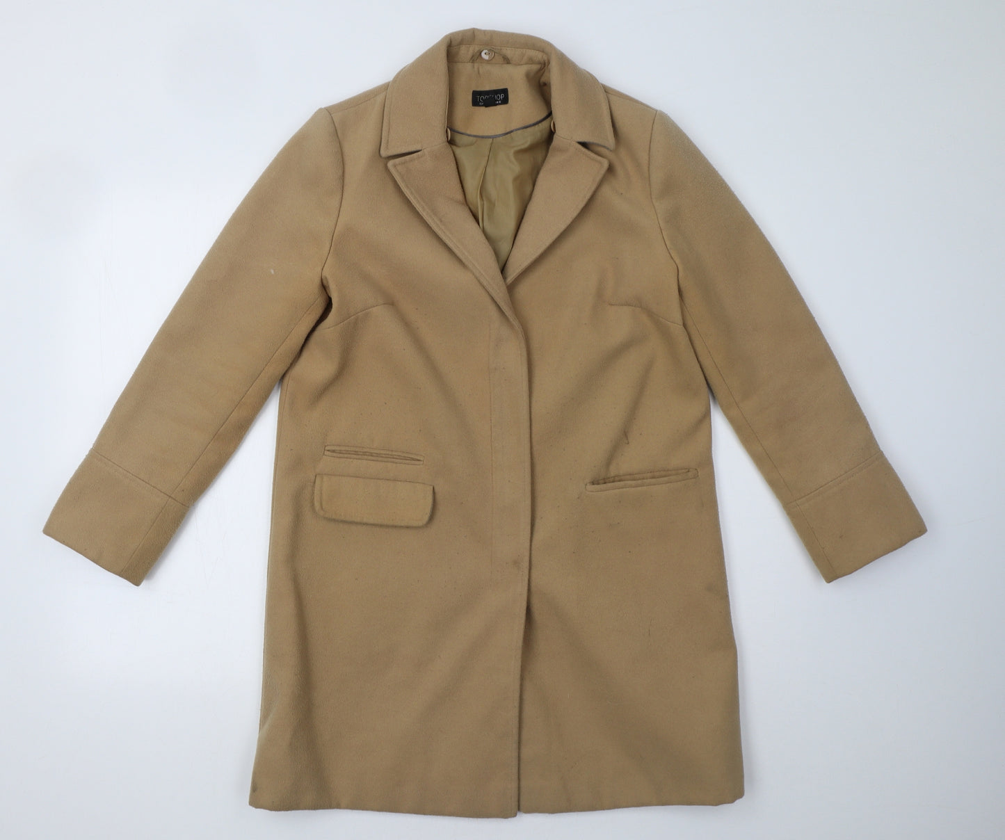 Topshop Womens Beige   Overcoat Coat Size 10