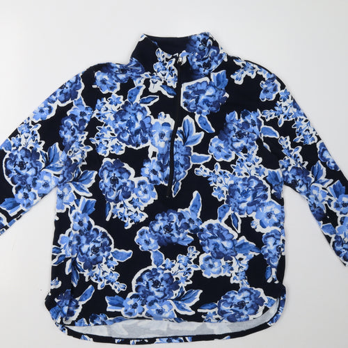 Jones New York Womens Blue Floral  Pullover Sweatshirt Size L
