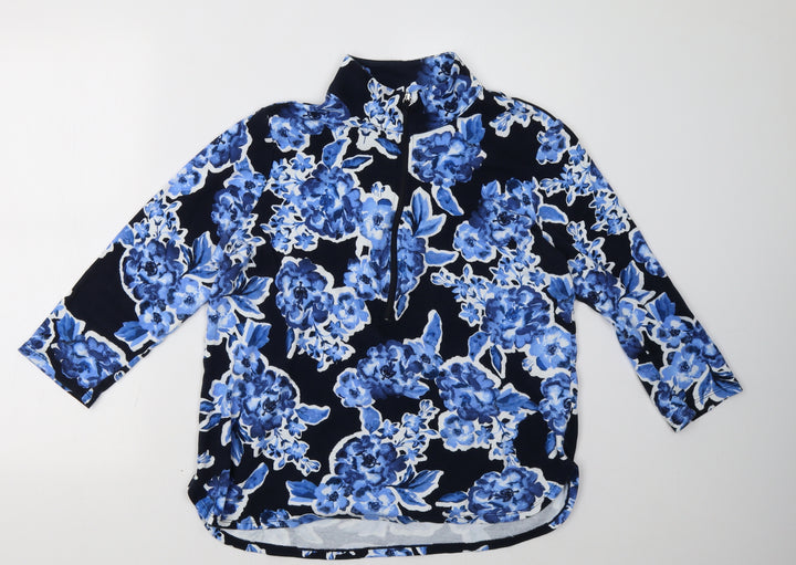 Jones New York Womens Blue Floral Pullover Sweatshirt Size L