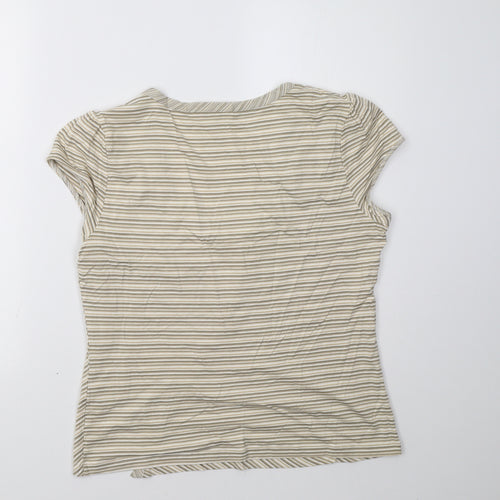 Marks and Spencer Womens Beige Striped  Wrap T-Shirt Size 16