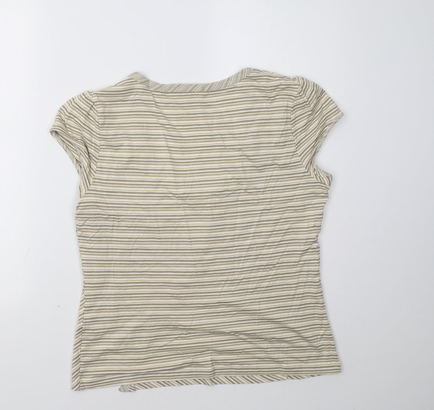 Marks and Spencer Womens Beige Striped  Wrap T-Shirt Size 16