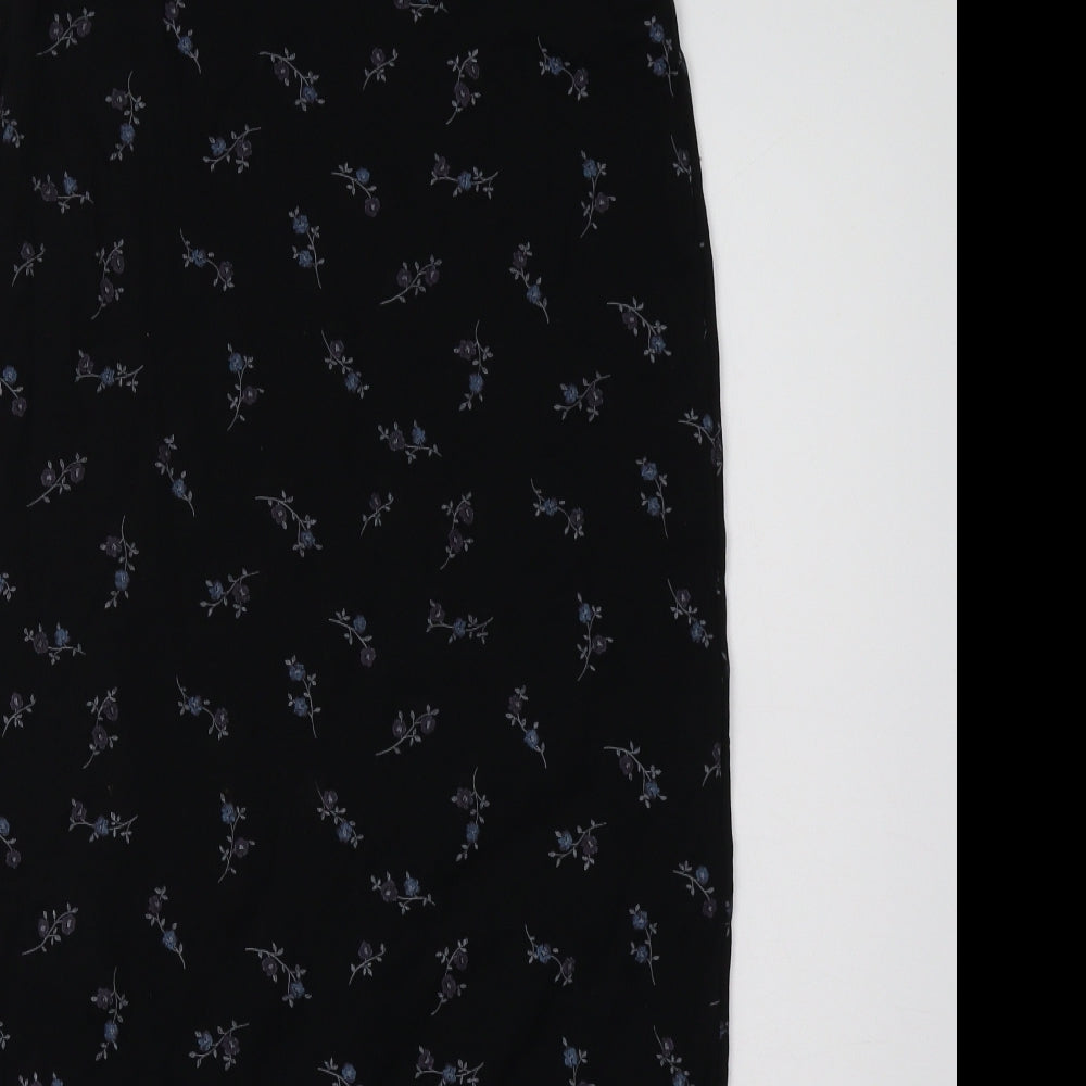 etham Womens Black Floral  A-Line Skirt Size 8