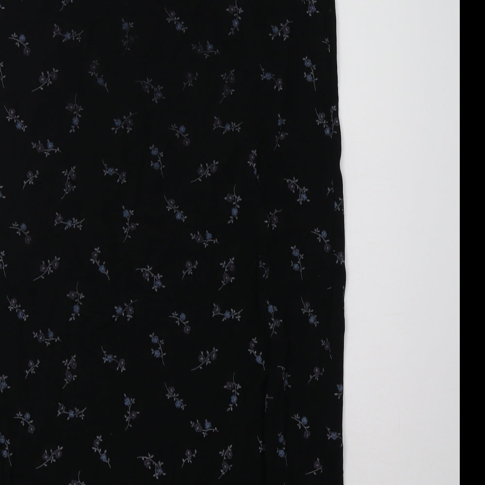etham Womens Black Floral  A-Line Skirt Size 8