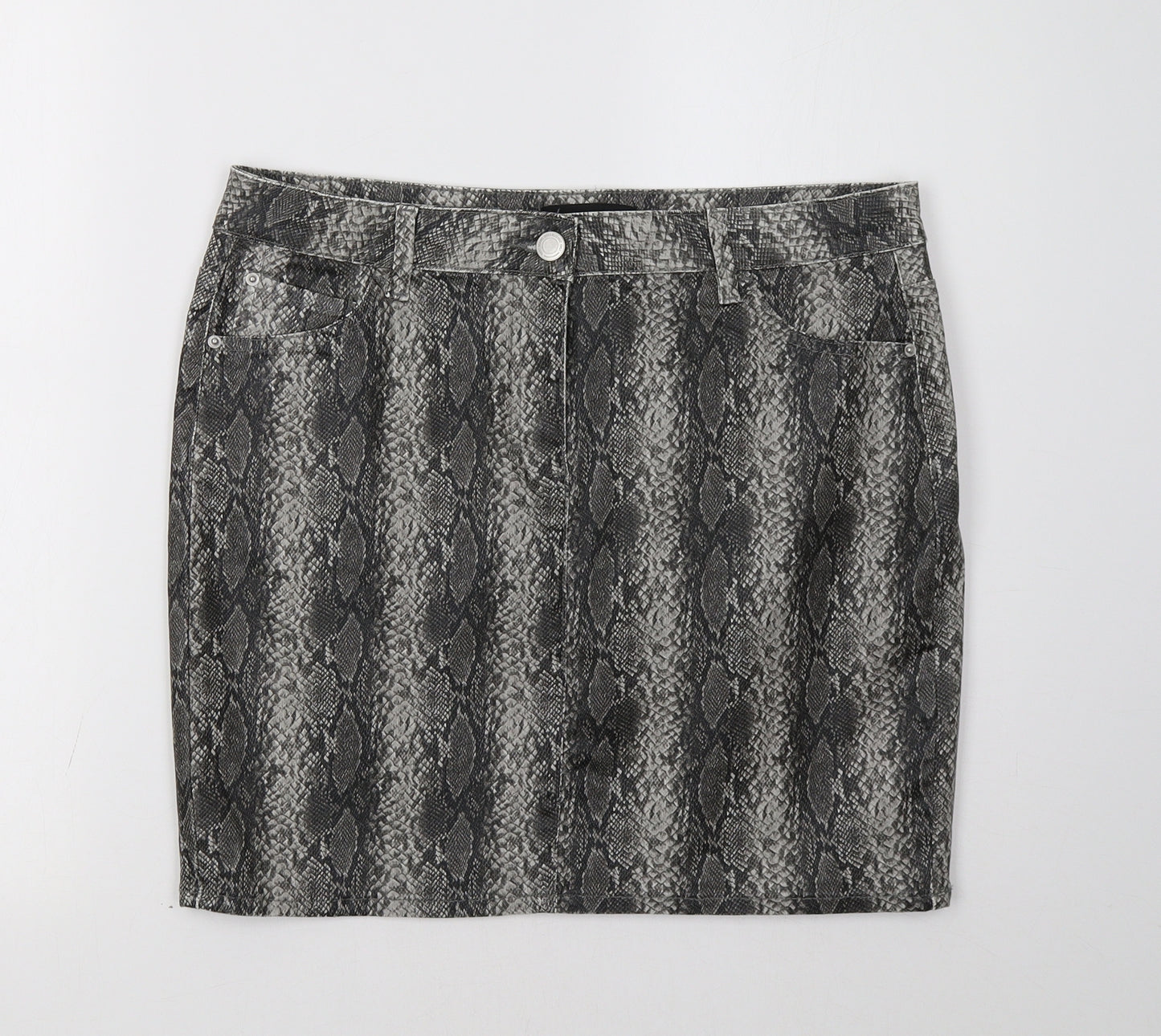 NEXT Womens Grey Animal Print  A-Line Skirt Size 14