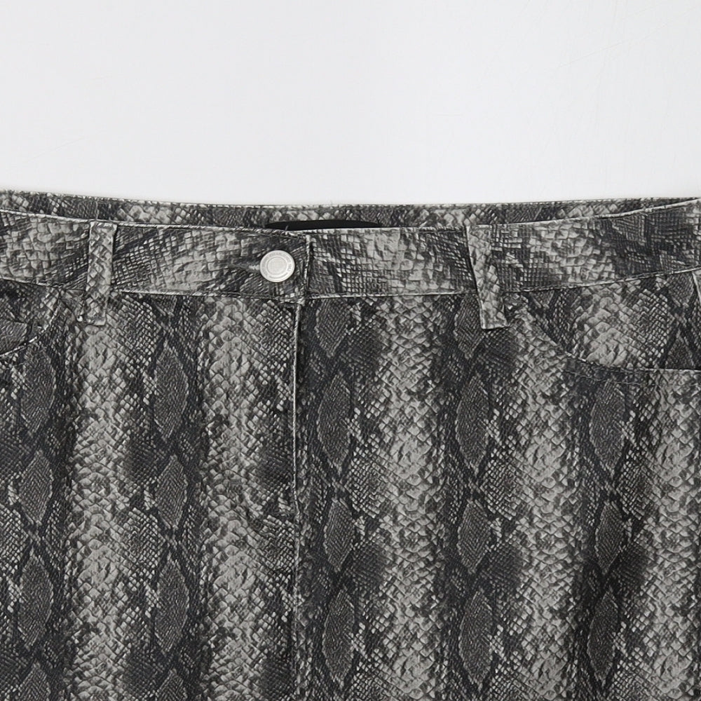 NEXT Womens Grey Animal Print  A-Line Skirt Size 14