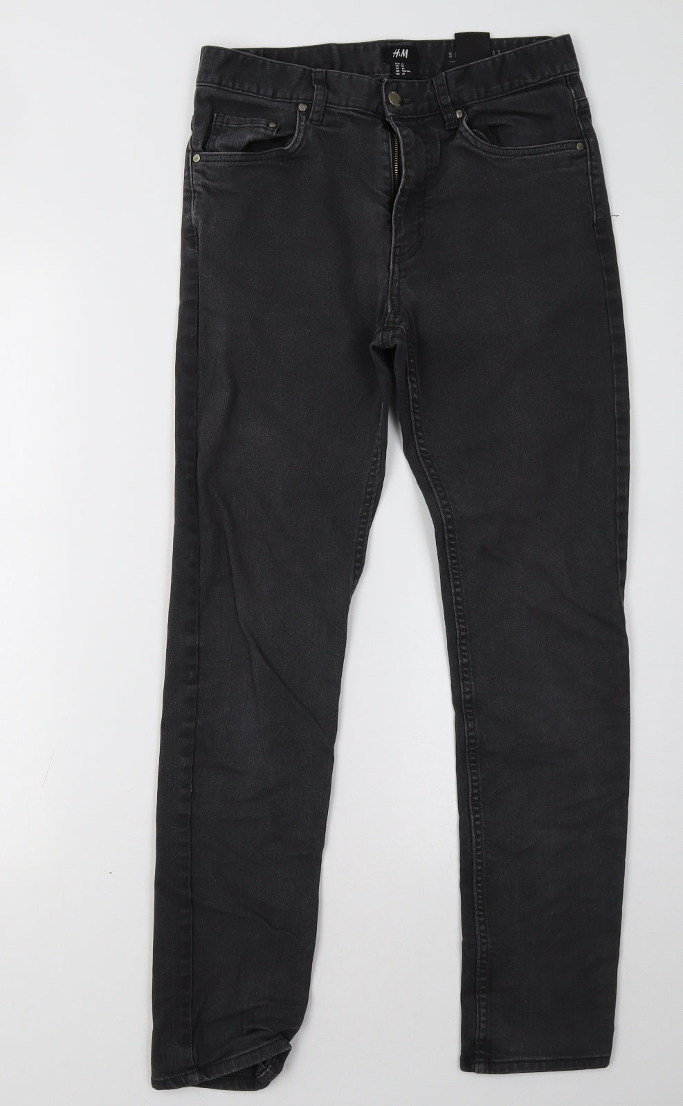 H&M Mens Black  Denim Skinny Jeans Size 29 L30 in