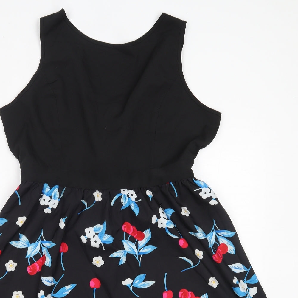 Ruiyige Womens Black Floral  A-Line  Size 2XL