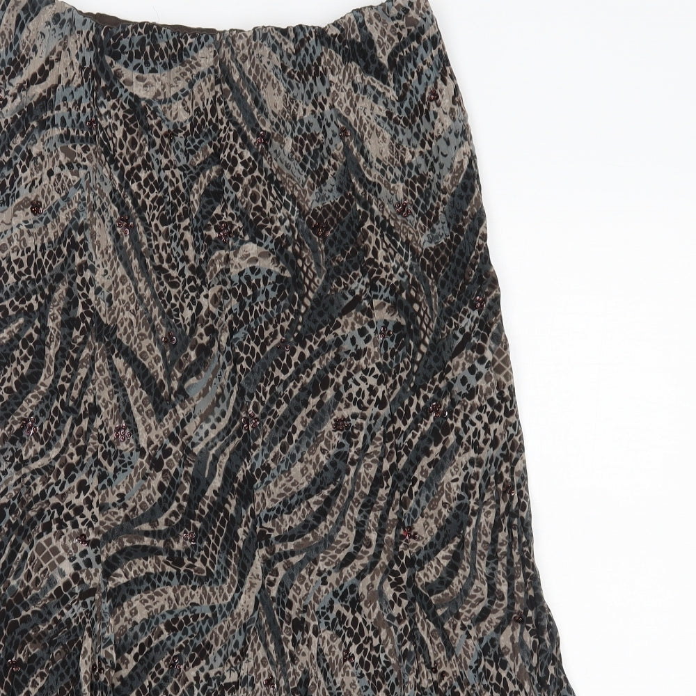 Soon Womens Brown Animal Print  Maxi Skirt Size 14