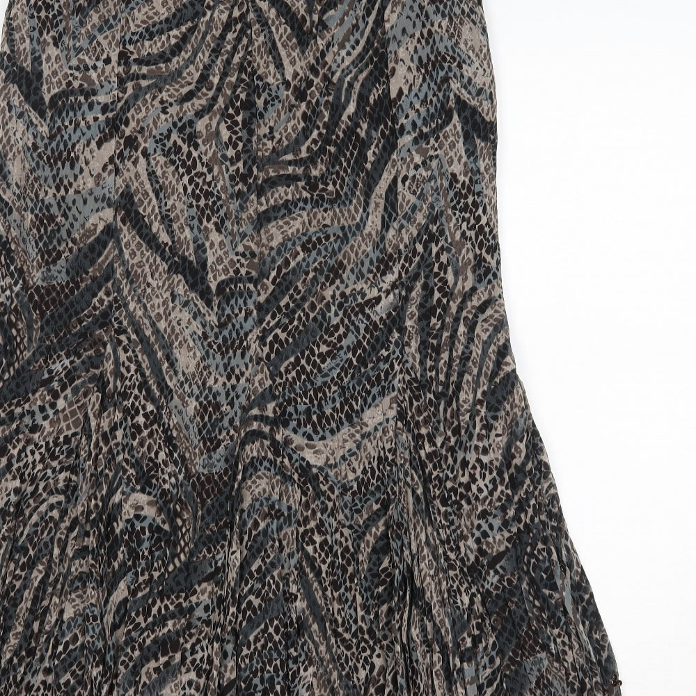 Soon Womens Brown Animal Print  Maxi Skirt Size 14