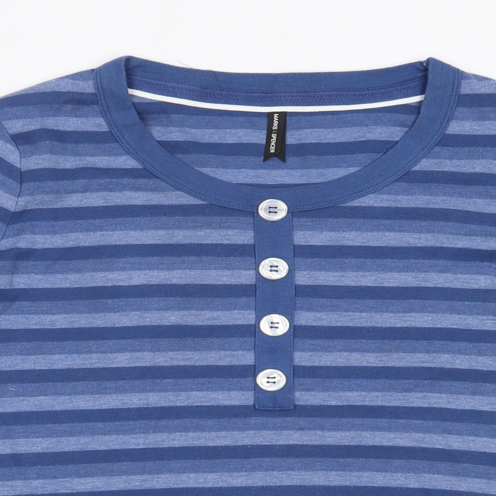 Marks and Spencer Womens Blue Striped  Basic T-Shirt Size 18