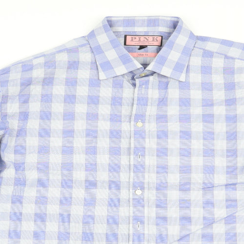 Thomas Pink Mens Blue Check   Dress Shirt Size 17