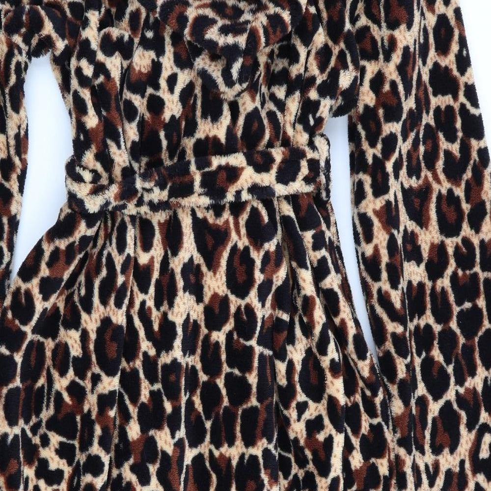 George Womens Brown Animal Print   Gown Size L