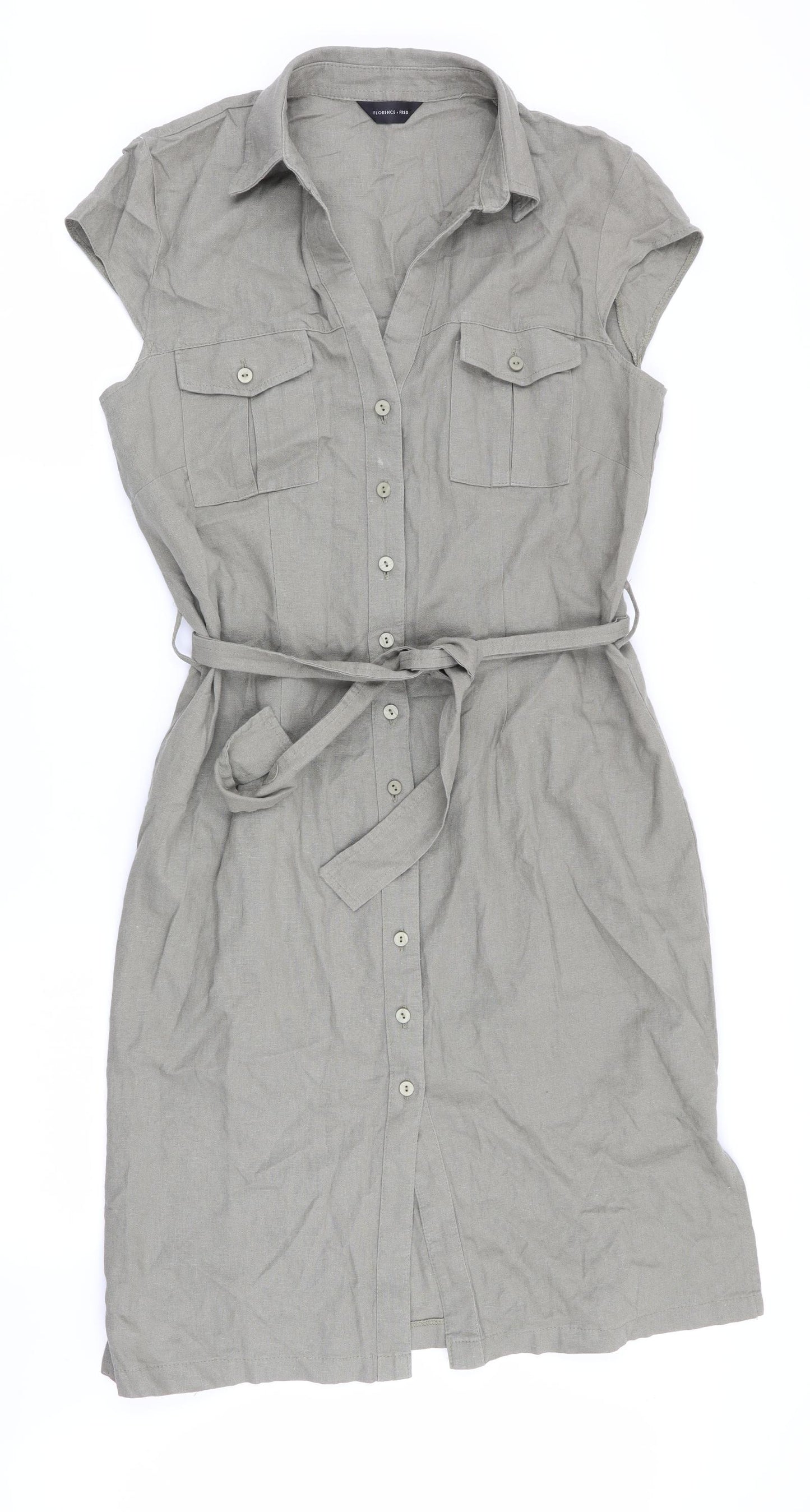 Florence and Fred Womens Green   Shirt Dress  Size 12  - Linen Look Dress