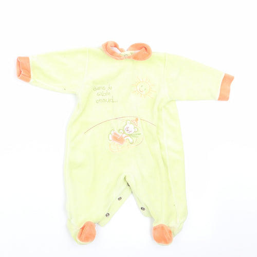 Miminho Boys Green Animal Print  Babygrow One-Piece Size 12 Months  - Teddy Bear