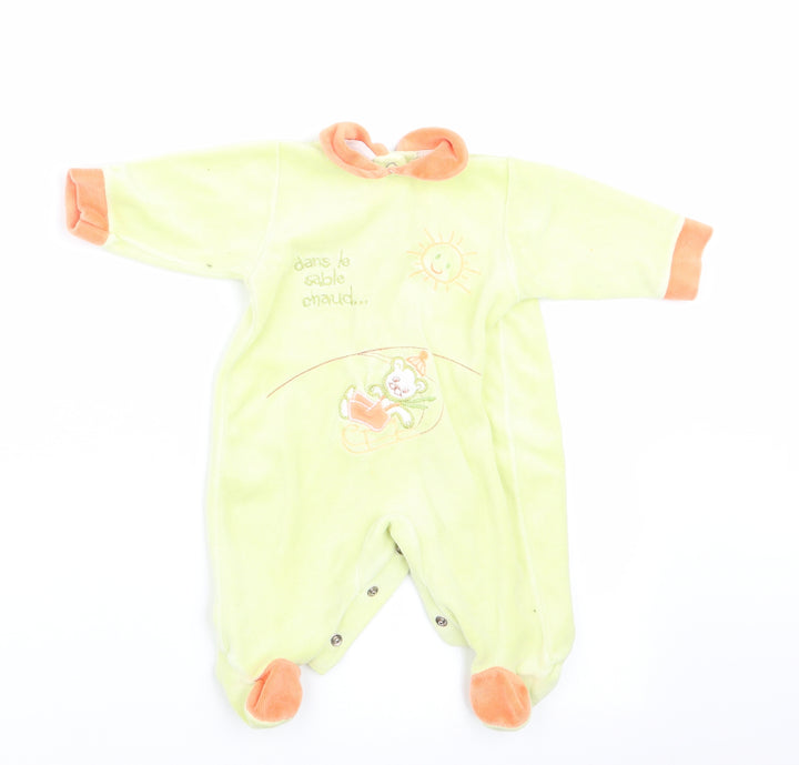 Miminho Boys Green Animal Print  Babygrow One-Piece Size 12 Months  - Teddy Bear