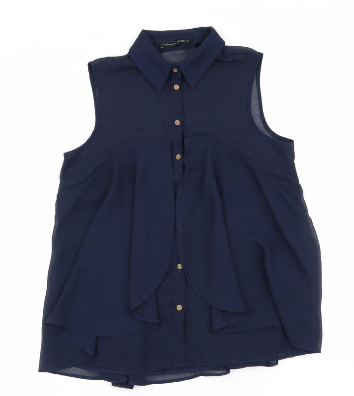Atmosphere Womens Blue   Basic Button-Up Size 10  - Layered