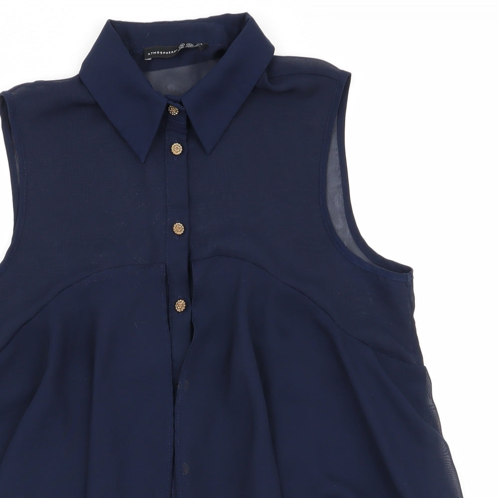 Atmosphere Womens Blue   Basic Button-Up Size 10  - Layered