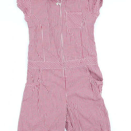 M&S School Girls Red Check  Jumpsuit One-Piece Size 8-9 Years  - School wear